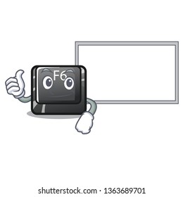 Thumbs up with board longest F6 button on cartoon computer