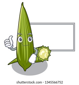 Thumbs up with board luffa in a the mascot basket