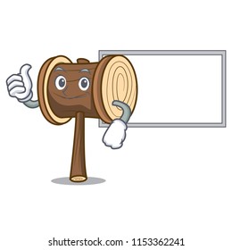 Thumbs up with board mallet character cartoon style