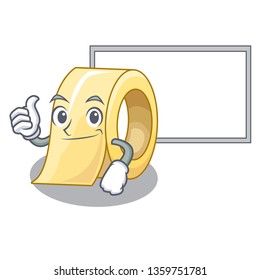 Thumbs up with board masking tape in the shape characters