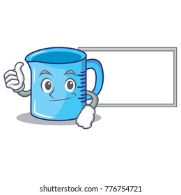 Thumbs up with board measuring cup character cartoon