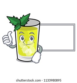 Thumbs up with board mint julep character cartoon