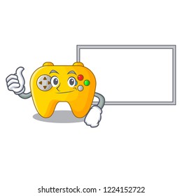 Thumbs up with board modern game shaped controller cartoon wood