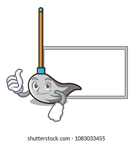 Thumbs up with board mop character cartoon style