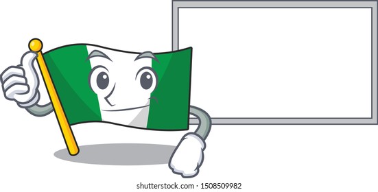 Thumbs up with board nigeria flag flew at mascot pole