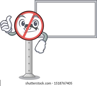 Thumbs up with board no honking isolatede with the cartoon