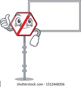 Thumbs up with board no overtaking isolated with the character