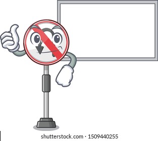 Thumbs up with board no u turn with a cartoon