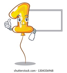 Thumbs up with board number one balloon in cartoon shape