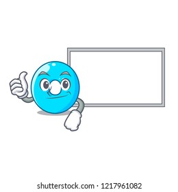 Thumbs up with board the number zero on the character