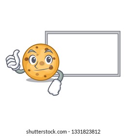 Thumbs up with board oat cookies above wooden character boards