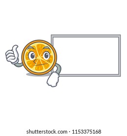 Thumbs up with board orange character cartoon style