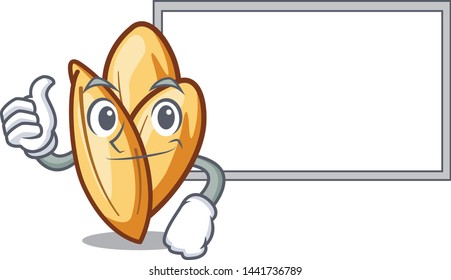 Thumbs up with board orzo pasta isolated with the cartoon