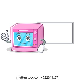 Thumbs up with board oven microwave character cartoon