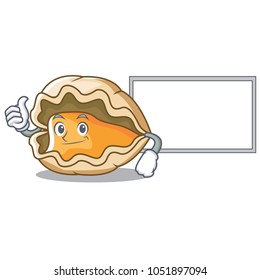 Thumbs up with board oyster character cartoon style