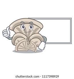 Thumbs up with board oyster mushroom character cartoon