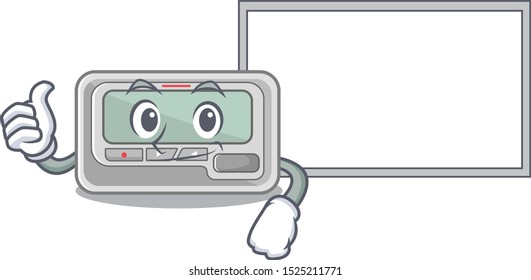 Thumbs up with board pager with in the mascot shape