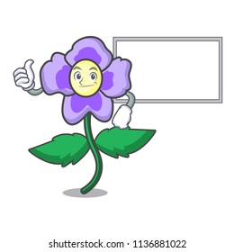 Thumbs up with board pansy flower character cartoon