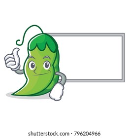 Thumbs up with board peas character cartoon style