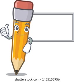 Thumbs up with board pencil cartoon above the a notebooks