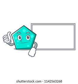 Thumbs up with board pentagon character cartoon style