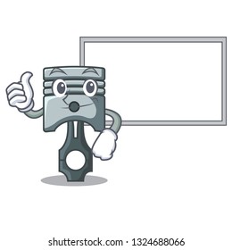 Thumbs up with board piston in the form of mascot