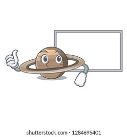 Thumbs up with board Pluto saturn isolated in with mascot