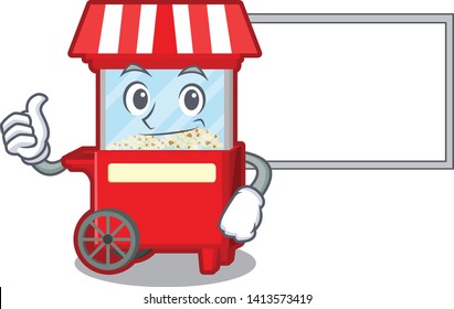 Thumbs up with board popcorn machine character