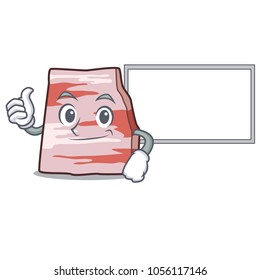 Thumbs up with board pork lard character cartoon