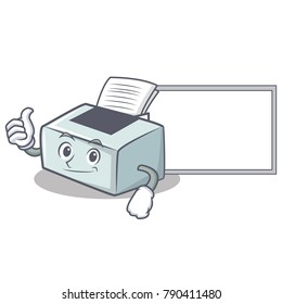 Thumbs up with board printer character cartoon style Thumbs up with board printer character cartoon style