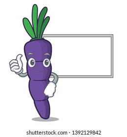 Thumbs up with board purple carrots isolated with the mascot