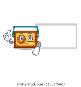 Thumbs up with board radio character cartoon style