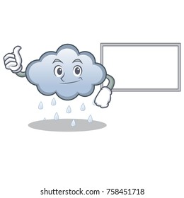 Thumbs up with board rain cloud character cartoon