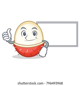 Thumbs up with board rambutan character cartoon style