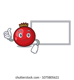 Thumbs up with board red currant character cartoon