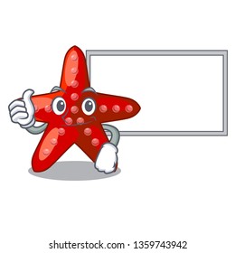 Thumbs up with board red starfish isolated with the character