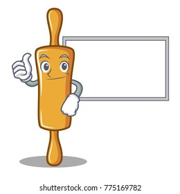 Thumbs up with board rolling pin character cartoon