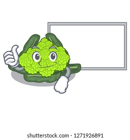 Thumbs up with board roman cauliflower in the shape cartoon