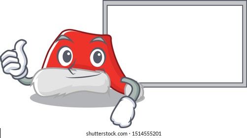 Thumbs up with board santa hat isolated in the mascot