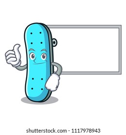 Thumbs up with board skateboard character cartoon style