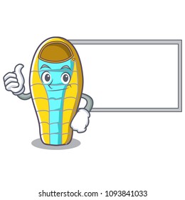 Thumbs up with board sleeping bad character cartoon