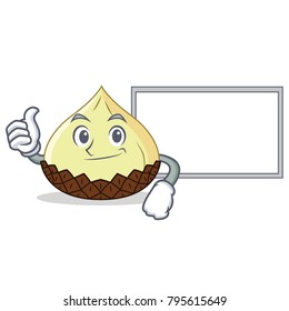 Thumbs up with board snake fruit character cartoon