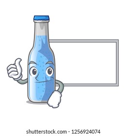 Thumbs up with board soda water and ice cubes cartoon
