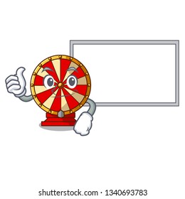 Thumbs up with board spinning wheel game the mascot shape