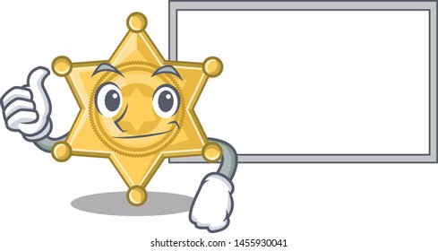 Thumbs up with board star badge police isolated in mascot