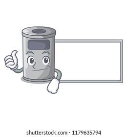 Thumbs up with board steel trash can with lid cartoon
