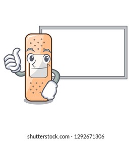 Thumbs up with board sticking plaster on the cartoon shape