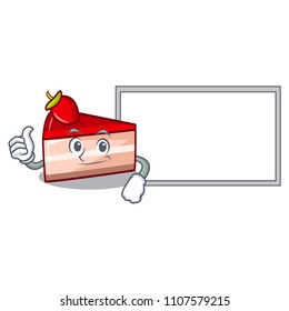 Thumbs up with board strawberry cake character cartoon