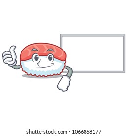 Thumbs up with board sushi salmon character cartoon