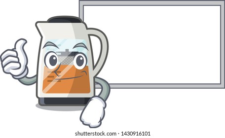 Thumbs up with board tea maker isolated with the mascot